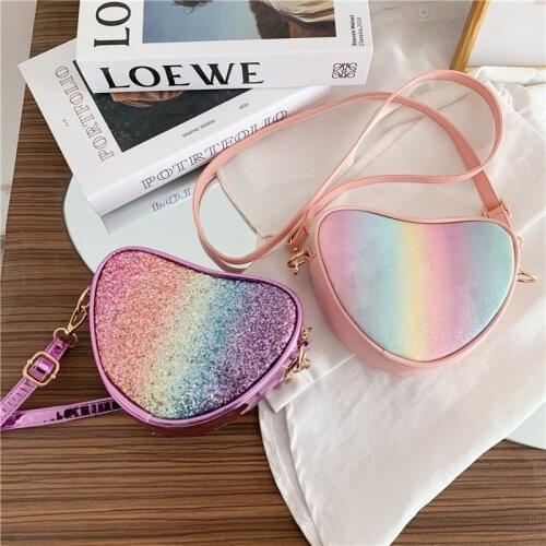 European Fashion Creative Sequin Laser Bag Women Small Love Heart Crossbody Bags Women Summer Hot Sell Purses Shoulder Bag Bolsa