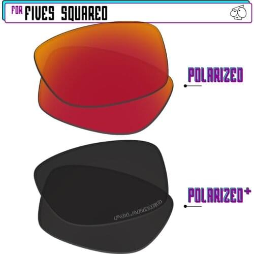 EZReplace Polarized Replacement Lenses for - Oakley Fives Squared Sunglasses - Black P Plus-Red P