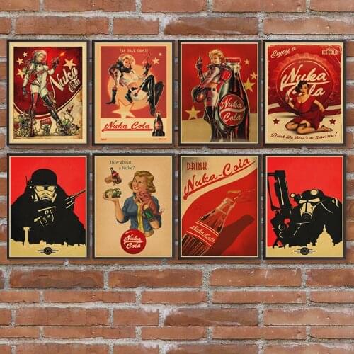 Fallout Game Poster Fallout Series Game retro Poster Retro Kraft Paper Bar Cafe Home Decor Painting Wall Sticker