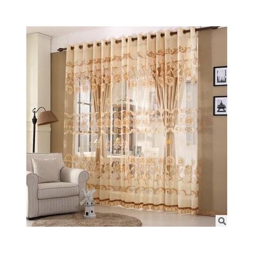 FYFUYOUFY peony floral jacquard curtain Living room high quality soft curtain/voile curtain French window