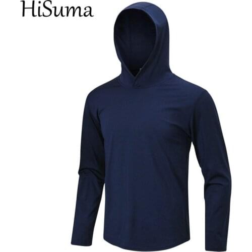 HISUMA Spring Autumn Men Compression Quick Dry Shirt Hooded T-Shirt Casual Male Skinny Fitness Sweatshirt Bodybuilding Tops Tees