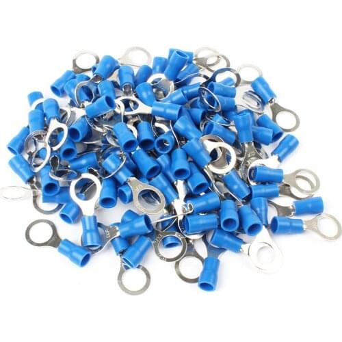 50PCS RV2-8 Blue Ring insulated terminal Cable Wire Connector suit 1.5-2.5mm cable Electrical Crimp Terminal
