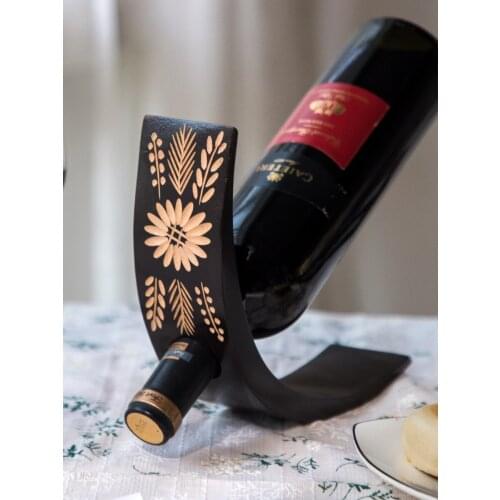 Creative personality solid wood wine rack decoration modern simple living room wine holder wooden wine bottle rack wine bracket