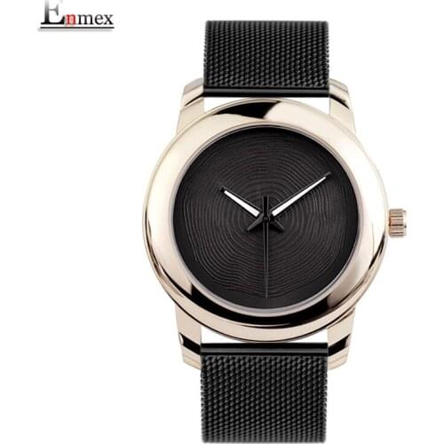 2018 Enmex creative style cool wristwatch gloden Luminous hands with stainless steel strap fashion Stylish clock quartz watch
