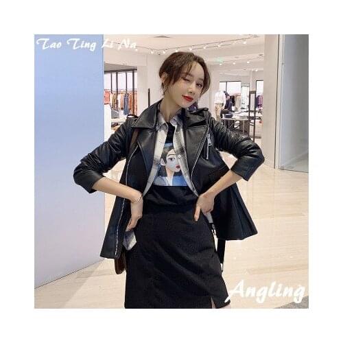 Top brand Spring 2020 Women Genuine Real Sheep Leather Jacket R7 high quality