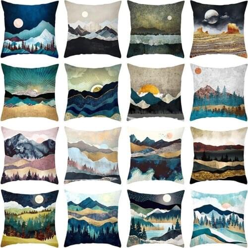 Multi-style 45*45cm Sunrise Print Pillowcase Bedroom Chair Sofa Bedding Pillow Cover Home Bronzing Pattern Pillowcase Decorative