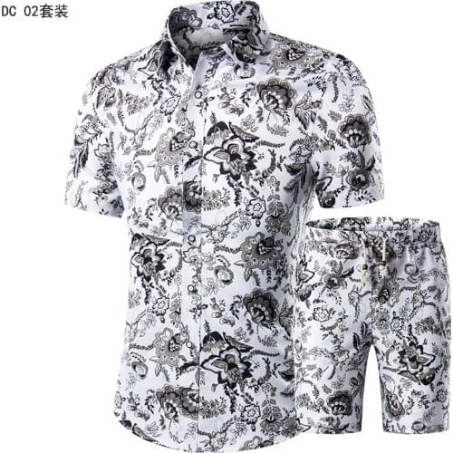 Mens Suit Casual Shirts T-shirt 2021 Male Summer Fashion 3D Printed Mens Casual Short-Sleeved Shirt Suit Plus Size Tracksuits