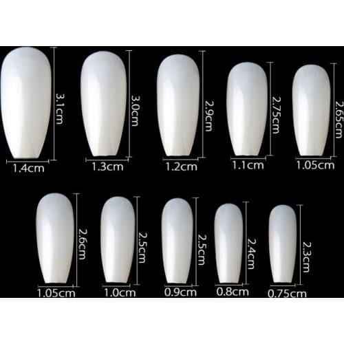 Hot 500pcs/bag Nail Art Tips Professional Full Fake Nails White Long Square Head Ballerina Half French Artificial False Nails