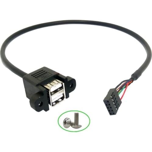 Ph2.54 terminal board 9-pin to USB2.0 dual port connected wire with screw hole 9pin to USB2.0 cable