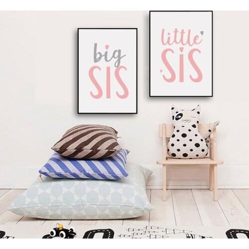 Little Sister Quote Poster Canvas Print Wall Art Decor , Big Sister Canvas Painting Wall Pictures For Sisters Room Decoration
