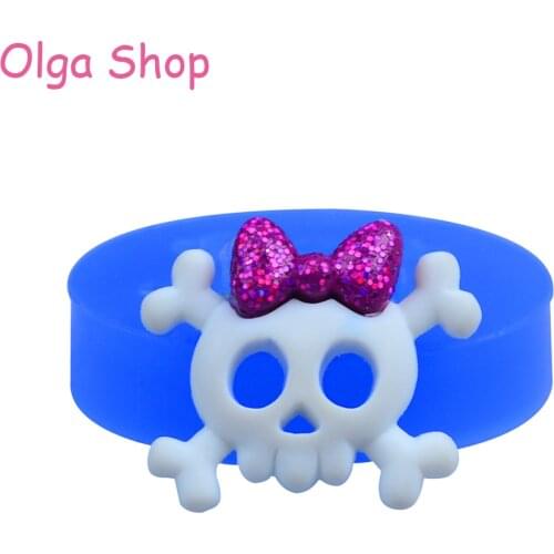 PYL130 Skull With Bow Flexible Silicone Push Mold Kawaii Miniat Sweets Polymer Clay Charms Dollhouse (Clay Resin Epoxy)