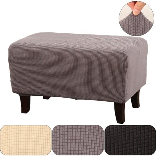 Dustproof Elastic Stretch Footstool Slipcover Rectangle Footrest Jacquard Protector Storage Ottoman Covers Stool Home Decor