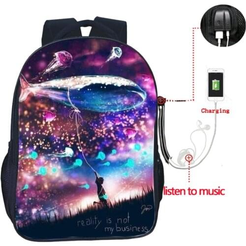 Universe Starry Sky Planet Galaxy backpack USB Charge Backpack High Quality Men Women Boys Girls Double Pocket School Backpacks