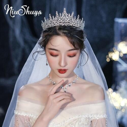 NiuShuya Alloy Rhinestone Crystal Cubic Zirconia Flower Bridal Tiara Princess Crown Wedding Hair Accessories Women Jewelry
