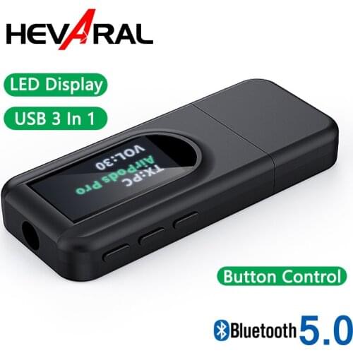 USB 5.0 Wireless Bluetooth Adapter 3 In 1 Transmitter Receiver LED Display Stereo Music For Headphone TV Speaker With 3.5 AUX