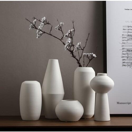 Modern Decoration White Brushed Ceramic Vase Dried Flower Flower Arrangement Vase Home Decoration Nordic Decoration Home Vase