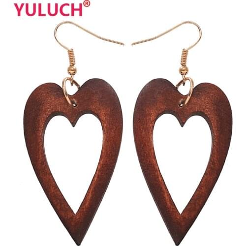 YULUCH Log Handmade African Pop Jewelry for Wooden Skull Hollow Drop Earrings Fashion Women Luxury National Gifts