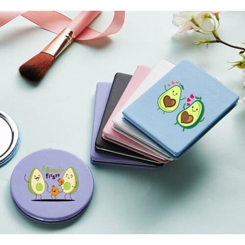 Funny Cute Avocado Makeup Mirror with Double Sides For Girls Portable Travel Magnifying CosmeticPocket Compact Vanity Mirrors