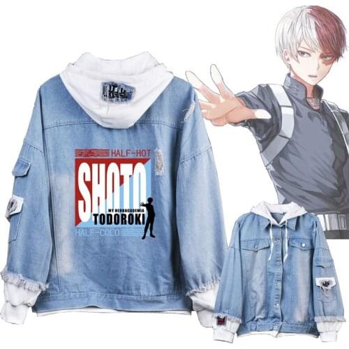 Boku No My Hero Academia Midoriya Shoto Todoroki Cosplay Hoodies Costumes Men Women Denim Jacket