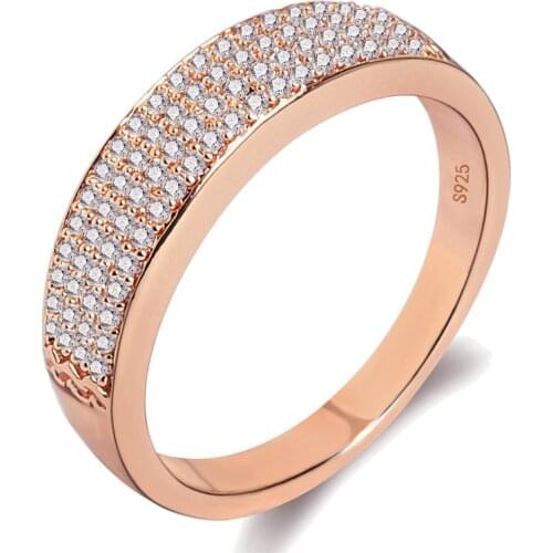 Geometry Rose Gold Wedding Ring for Women Micro-inlaid Simulation Zircon Ring Jewelry Engagement Love Rings Birthday Gift
