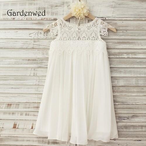 Gardenwed 2020 Cute Chiffon Lace Empire Baby Wear Casual Gown pageant dresses girls Fine Lace Top Long Child Kids Dress