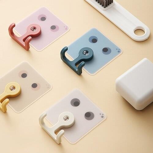 1Pc Creative Rotatable Double-headed Hook Free Punch Adhesive Hook Bathroom Cute Cartoon Wall-mounted Seamless Adhesive Hook