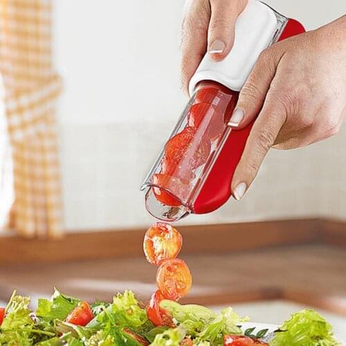 2021Stainless Steel Easy Fruit Slicer Tomato Grape Cherry Slicers Cutter Fruit Vegetable Salad Cutting Easy Kitchen Tools