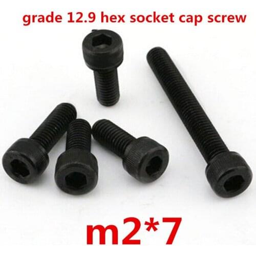 500pcs m2*7 high strength grade 12.9 alloy steel with black oxide hexagonal / hex socket head cap screw