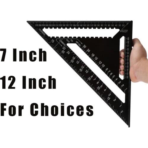 7 12 inch Angle Ruler Metric Imperial Aluminum Alloy Triangular Measuring Ruler Woodwork Speed Square Triangle Angle Protractor