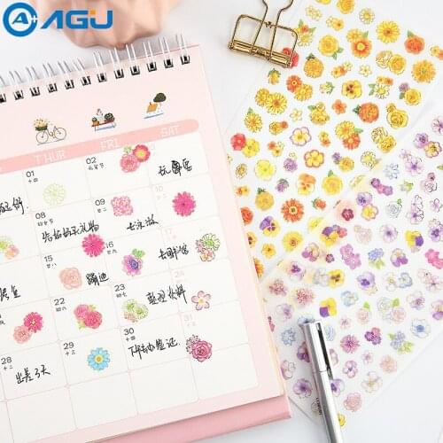 AAGU 6pcs/lot Fresh Beautiful Kawaii Vintage Flowers Diary Stickers DIY Papercraft Scrapbooking Decoration Paper Stickers
