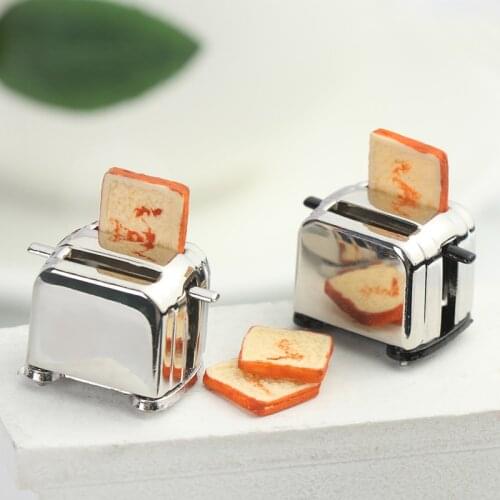 1:12 Dollhouse Accessories Kitchen Toys Mini Bread Machine With Toast DIY Dollhouse Decorations Cute Decoration Toaster Gifts