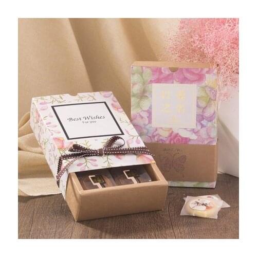 Watercolor drawer box 6 cavities Macaron Paper box dessert macarons boxes pastry packaging boxes100 pieces/lot