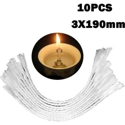 10 wicks 3*190mm white fiberglass wick, used for birthday candles, smokeless DIY oil lamps, candle making supplies, environmenta