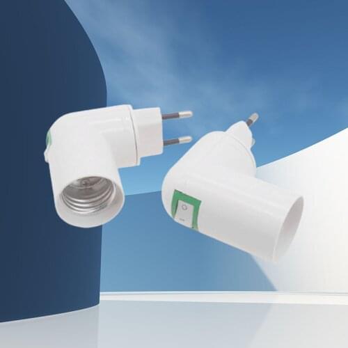 White E27 LED Light Socket Practical To EU Plug Holder Adapter Converter ON/OFF For Bulb Lamp Socket To E27 Button Switch Tool