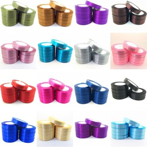 Free Shipping 3/8'' 10mm Wide 25 yds/roll Wedding Craft Bows Satin Ribbon Pcik Colors