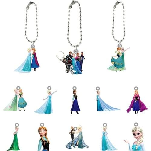 Disney Princess Aisha And Princess Ann Acrylic Figure Keychain Frozen Anime Theme Keychain Boy Girl Fashion Jewelry
