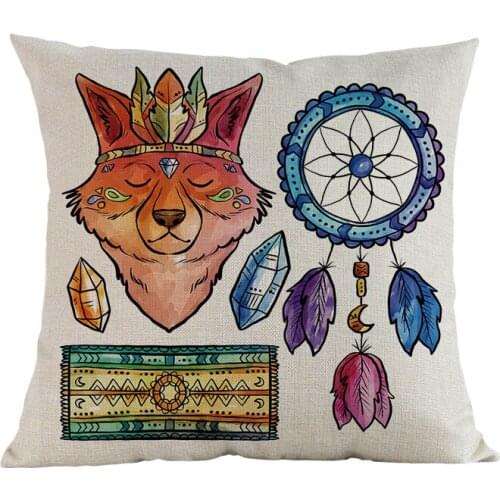 American Indians Life Symbol Dreamcatcher Bow Arrow Feather Ornament Pillow Case Home Sofa Decorative Cushion Cover 45x45cm