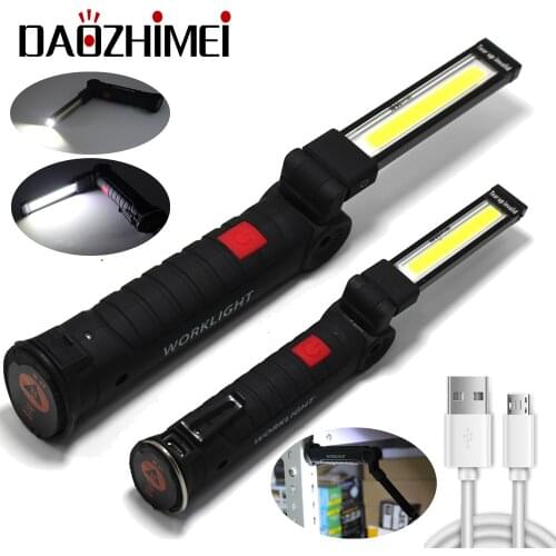 COB LED lamp USB Rechargeable Built in Battery LED Light with Magnet Portable Flashlight Outdoor Camping Working Torch