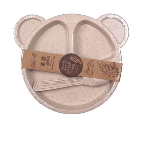 Baby dishes wheat straw children Packaging tableware feeding baby set bowl set OPP dinner cartoon plate