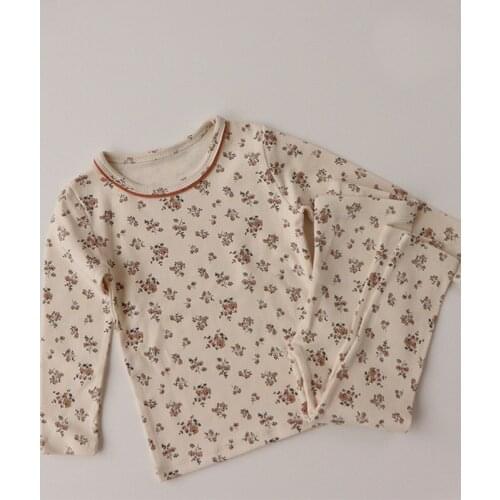 1-6T Toddler Kid Baby Girls Flower Clothes Set Antumn Winter Floral Sleepwear PJ Set Loose Top Pant Cotton Pajamas Set Outfit