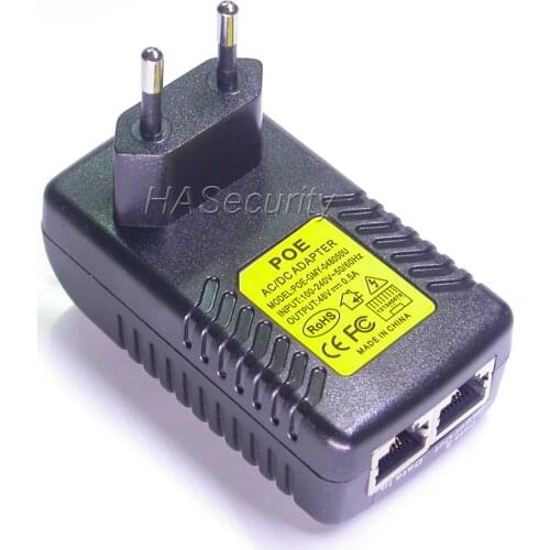 POE power injector for IP network camera input AC100-240V / output DC48V Mid-Span 4/5(+) 7/8(-) 0.5A (max)