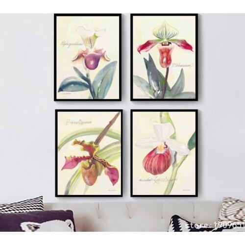 Cotton no frame pastoral letter flowers plant canvas printings oil painting printed on cotton cafe wall art decoration pictures
