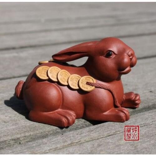 China boutique collection yixing red stoneware Tea pet Ornaments rabbit