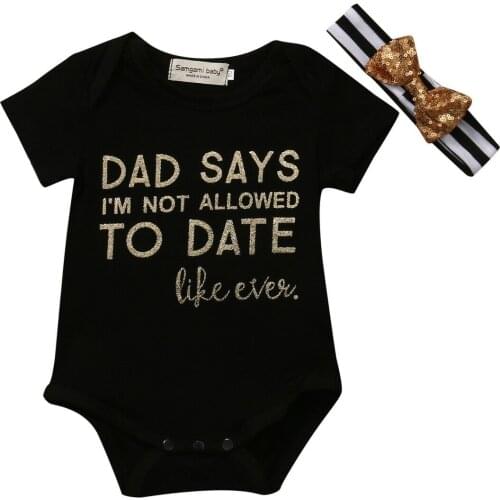 Pudcoco Newborn Baby Boy Girl Clothes Letter Print Short Sleeve Romper +Headband 2PCS Set Outfit Baby Summer Clothing Sunsuit