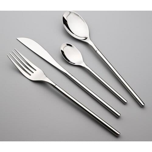 Kitchen 304 Stainless Steel Tableware Silver Dinnerware Set Western Food Home Knife Fork Spoon Teaspoon Flatware Cutlery Set