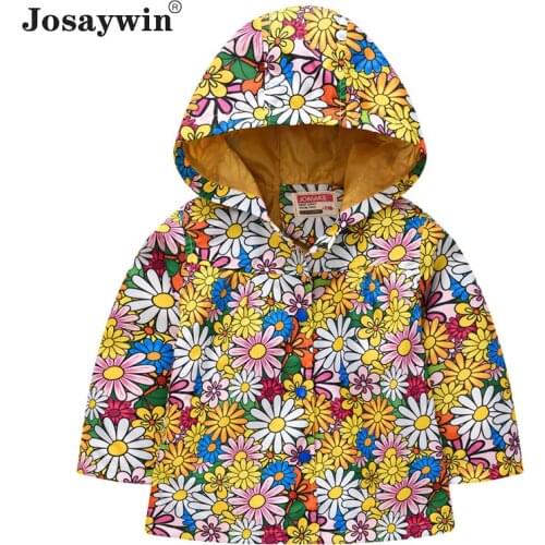 Children Clothing Kids Jacket for Girls Hooded Zipper Windbreaker Jacket for Boy Print Floral Coat Baby Autumn Spring Outerwear