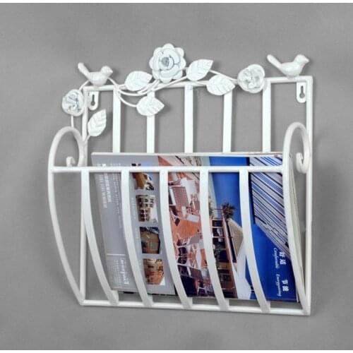 Metal Wall Mounted Newspapers Rack Books Magazine Holder 30X13X30cm White Black