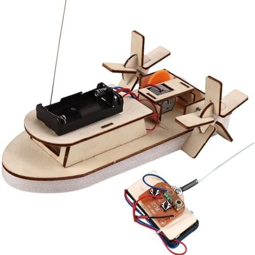 Students DIY Paddle Wheel Ship Assembling Model Remote Control Educational Toys Material Kits Kids Educational Toys
