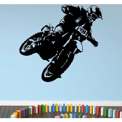 Motorbike Motocross Wall Decal Motorcycle Jump Sports Vinyl Window Sticker Bedroom Playroom Man Cave Home Decor Wallpaper E383