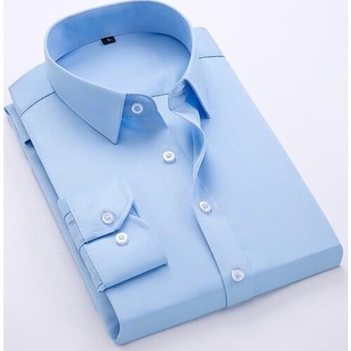 Mens Shirts 2021 Spring and Autumn New Solid Color Slim-fit Business Fashion Formal Wear Mens Clothing Shirt Super Size 5XL